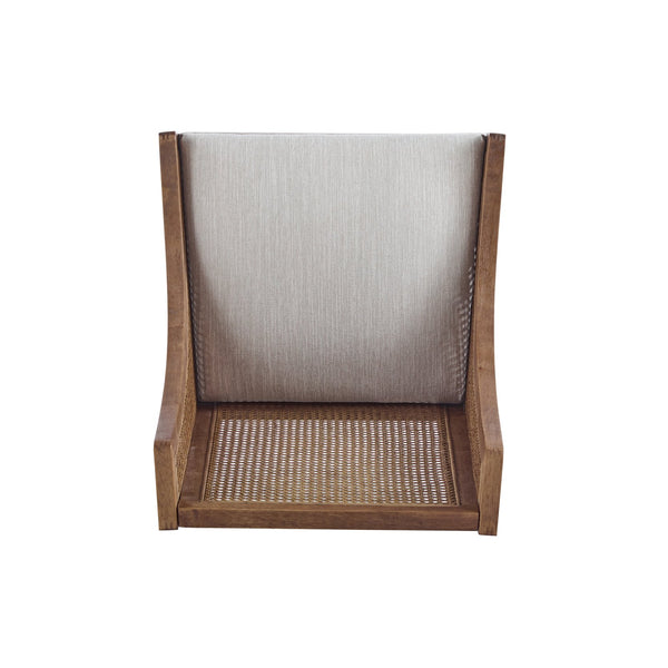 English Elm Christopher Knight Home® - DINING Chair Set of 2 Beige Upholstered Rattan Backrests Rustic Rubberwood Frame Comfortable Seats N771P253335T