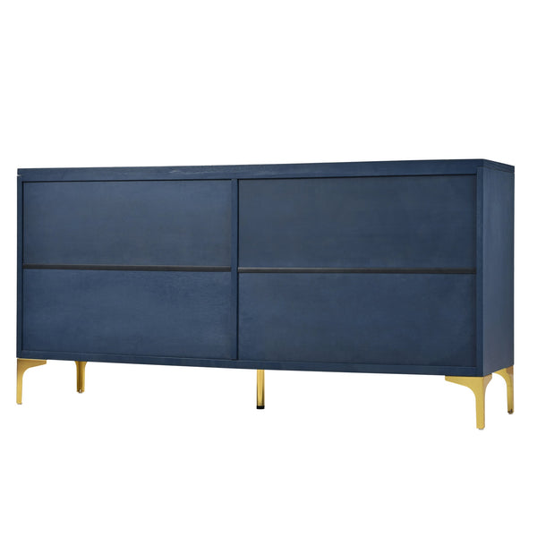 English Elm Modern 4-door Sideboard with Carved Surface, Adjustable Shelves, Spacious Storage for Entryway & Living Room W2696P280000