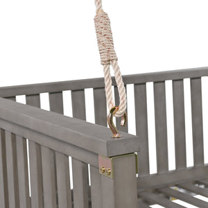 English Elm Topmax Acacia Wood Porch Swing Bed Sloped Frame Outdoor Lounger for Backyard Patio Gray WF319383AAE