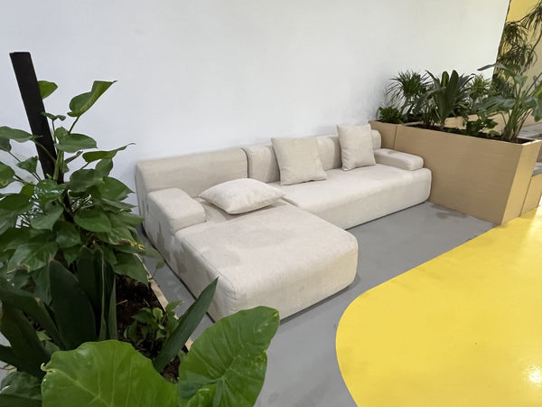 English Elm Cloud boneless sofa with anti-slip base, memory foam deep-seat modular sleeper, storage pocket comfort Beige W861S00016