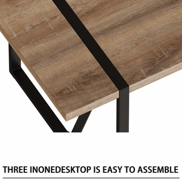 English Elm 55" Modern Mdf Wood Dining Table & 4 Saddle Leather Chairs Set - Eco-Friendly, Stylish & Durable! W2189S00712