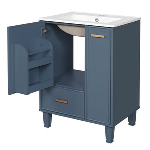 English Elm Christopher Knight Home® - 24" Bathroom Vanity with Ceramic Sink, Solid Wood Frame, Soft-Close Drawers & Ample Storage Appeal Grey N759P269734E