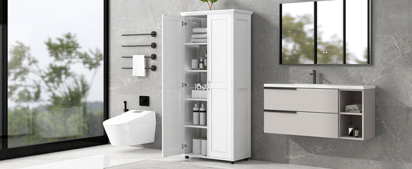 English Elm Storage Compact Two-Door Cabinet with Adjustable Shelf, Anti-Tip Safety, MDF Durability for Home Organizing White WF323346AAK