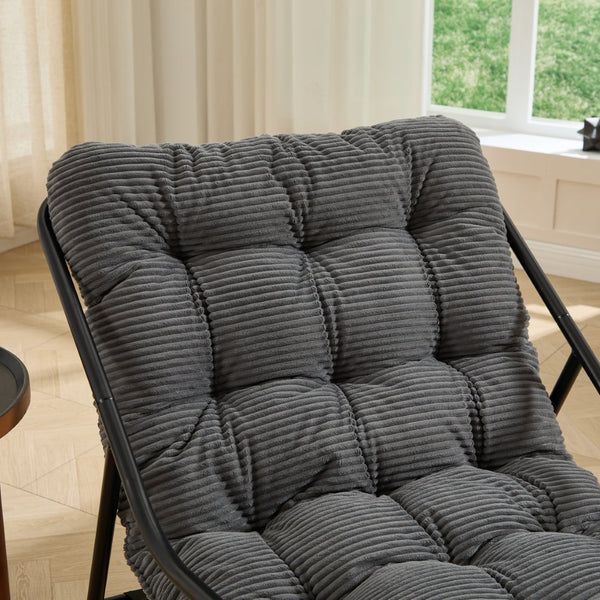 English Elm Outdoor Steel Rocking Chair with Corduroy Cushion for Porch Bedroom or Reading Nook W640P443542