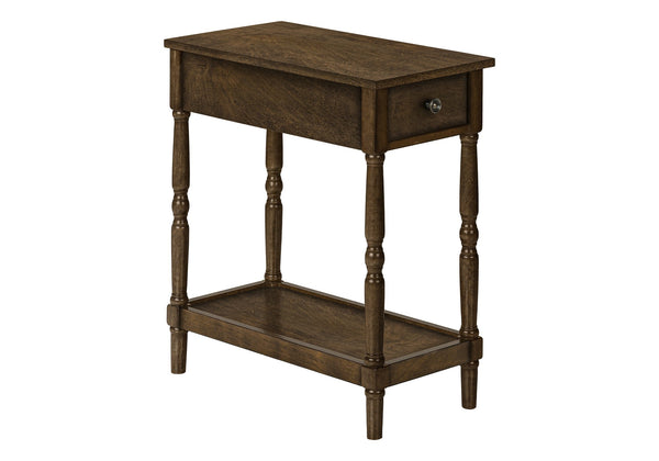 English Elm Accent Table, Two-Tiered Design With Storage Drawer - Traditional Brown Veneer For Stylish Spaces B2710P219466