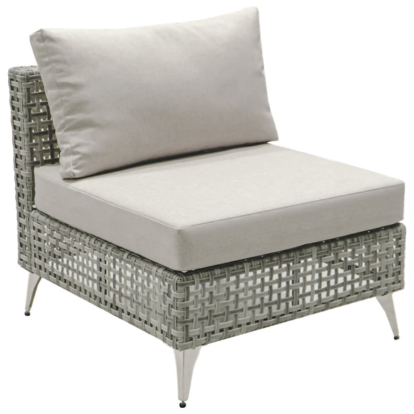 English Elm K&K 8-Piece Patio Conversation Set with 43" 60,000 BTU Propane Fire Pit, UV Wicker & Thick Cushions Grey N707S000012G