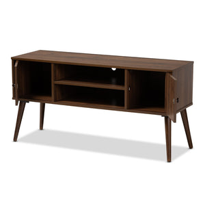 Baxton Studio Baxton Studio Alard Mid-Century Modern Walnut Brown TV Stand with Storage & Cable Management Solutions TV8002-Columbia Walnut-TV
