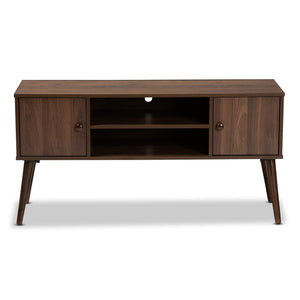 Baxton Studio Baxton Studio Alard Mid-Century Modern Walnut Brown TV Stand with Storage & Cable Management Solutions TV8002-Columbia Walnut-TV