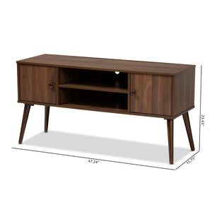 Baxton Studio Baxton Studio Alard Mid-Century Modern Walnut Brown TV Stand with Storage & Cable Management Solutions TV8002-Columbia Walnut-TV