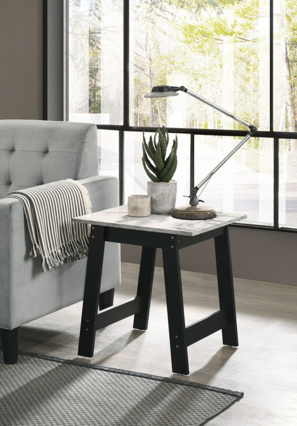 English Elm Hale Velvet Accent Chair Pair with Marble Top End Table for Modern Living Rooms B061S00656