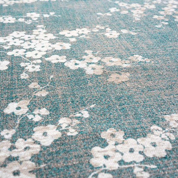 Louis de Poortere Sakura Floral Area Rug Transitional Cherry Blossom Design for Living Room or Bedroom Lake Blue 7'9 x 11'2 120105