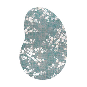 Louis de Poortere Sakura Floral Area Rug Transitional Cherry Blossom Design for Living Room or Bedroom Lake Blue 7'9 x 11'2 120105