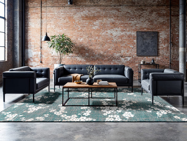 Louis De Poortere Sakura Rug - Embrace Timeless Elegance With Floral Patterns Inspired By Japanese Cherry Blossoms Blue,White 100% Pet Poly (40% Rpet) 118350-louis-de-poortere