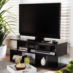 Baxton Studio Baxton Studio Arne Modern TV Stand - Stylish Dark Brown Wood, Versatile Storage, Compact Design TV8001-Wenge-TV