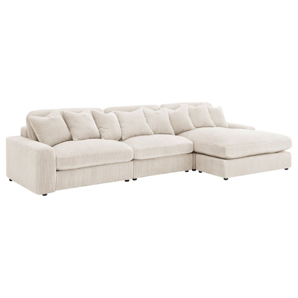 English Elm Cassidy Three Piece Corduroy Sectional with Lounge Unit for Cozy Living Spaces B062S01421