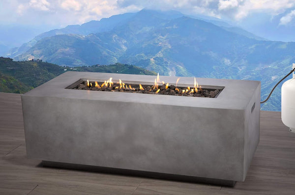 English Elm Concrete Propane/Natural Gas Fire Pit Table with Lava Rocks, Weatherproof Concrete, Easy Controls B120P204349