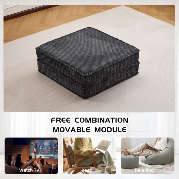 English Elm Compression Modular Sofa Bed - Convertible Boneless Design, Plush Fleece, No Assembly, Dark Grey W3723P377152