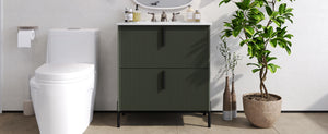 English Elm Christopher Knight Home® - 30" Fluted Bathroom Vanity With Ceramic Sink, Soft-Close Drawers & Elevated Legs For Modern Style N817P295761G