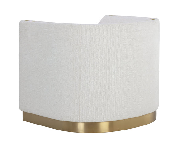 Sunpan Larron Armchair - Rhea Light Barley with Gold Stainless Steel Base for Indoor/Outdoor Elegance