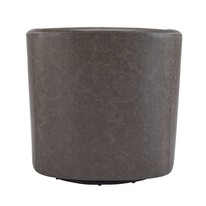 English Elm Christopher Knight Home® - Wilmore Faux Leather Swivel Barrel Chair with 360° Rotation, Tub Design, Gold-Accent Finish, No Assembly Required Dark Brown 32 L x 30.75 W x 29 H N776P246091D