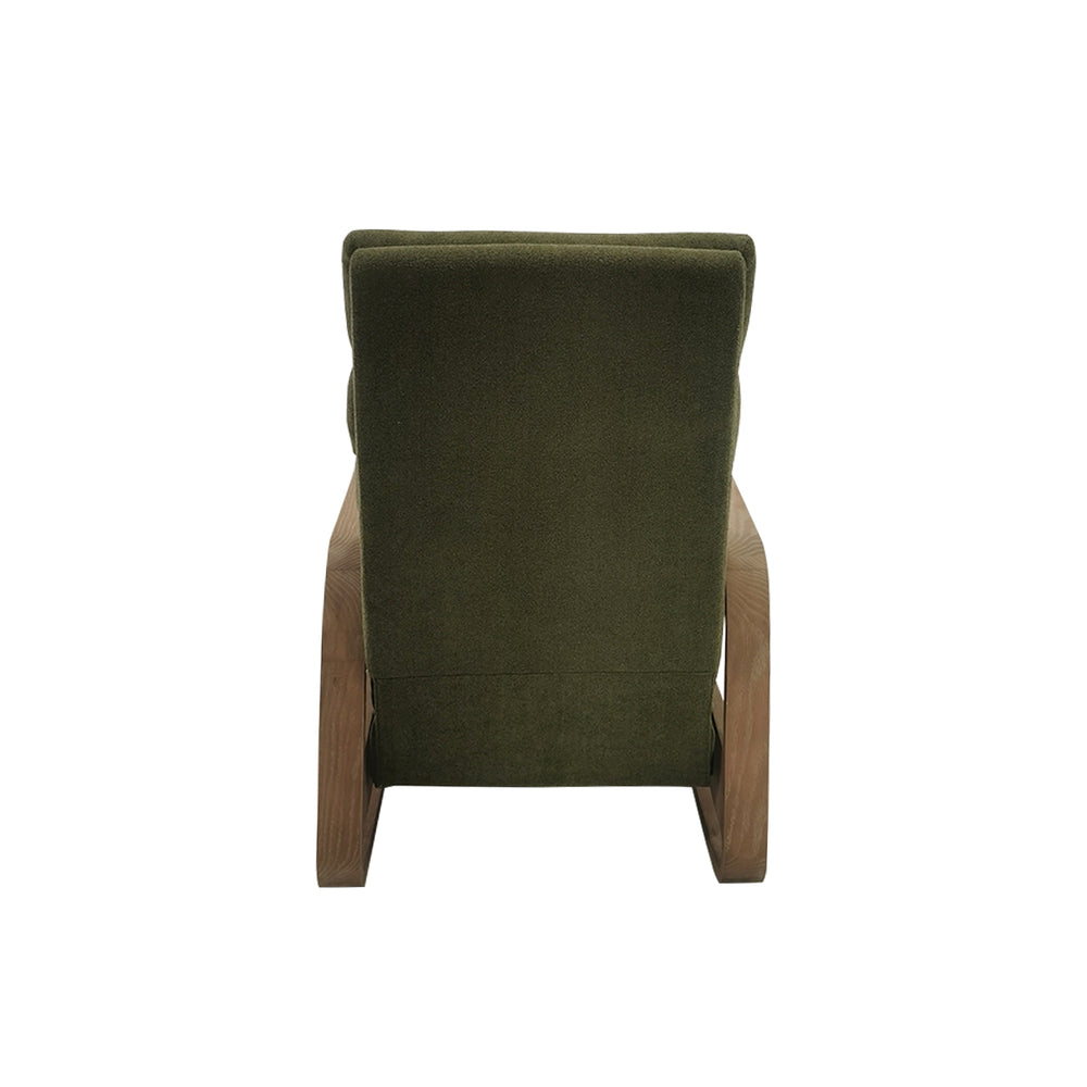 JLA Home Chapel Hill - Wood Chapel Hill Jordan push-back Recliner with Solid Wood Frame, Chenille Upholstery, Compact Comfort and Timeless Mid-Century Style Green CH103-0010