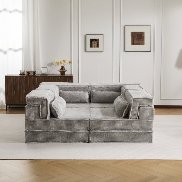 English Elm Compression Boneless Modular Sofa Bed - Versatile, Plush 4-Seater With Pillows, No Assembly Needed! W3723S00032