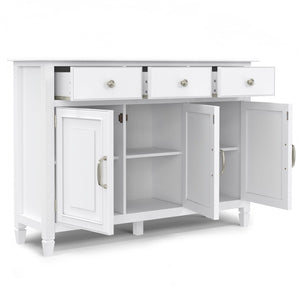 English Elm Connaught Solid Pine Entryway Cabinet White Lacquer Finish with Drawers and Shelves B136P436039