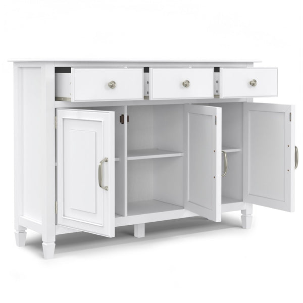 English Elm Connaught Solid Pine Entryway Cabinet White Lacquer Finish with Drawers and Shelves B136P436039