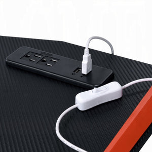 English Elm Black Black and Red Gaming Desk with LED Light, USB Port, Open Base & Ergonomic Design for Gamers B062P209327