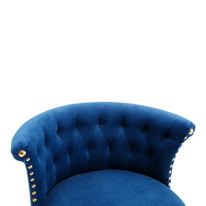 English Elm UNITED Velvet 360° Rotating Bar Chair with Diamond Stitching, Gold Frame, Plush Foam Seat, Adjustable Height Navy W1568P361717