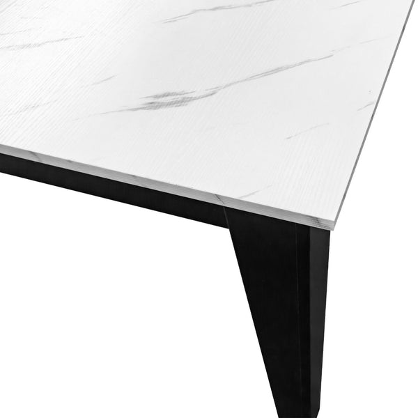 English Elm Dining Table Extendable Woodgrain Melamine Top Seats up to Ten Open Plan Kitchen White Line W331S00209