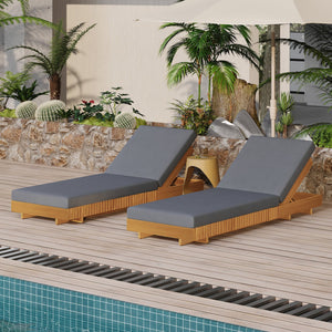 English Elm Christopher Knight Home® - Lounge Chaise Set - Solid Acacia Wood With Dark Grey Cushion, Ergonomic Design, Cream Version Available N770P281696C_65429.00CUSHDGRY