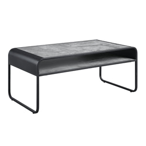 English Elm Raziela Modern Concrete Gray & Black Coffee Table with Metal Frame, 15mm Wood Top, Space-Saving KD Design B2726P265759
