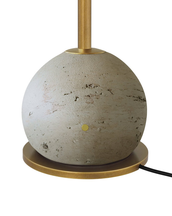 Currey & Company Journey Natural & Brass Cordless Table Lamp: Portable Elegance With Sophisticated Style & Functionality Gold Travertine ,Metal 6700-0014-currey-company