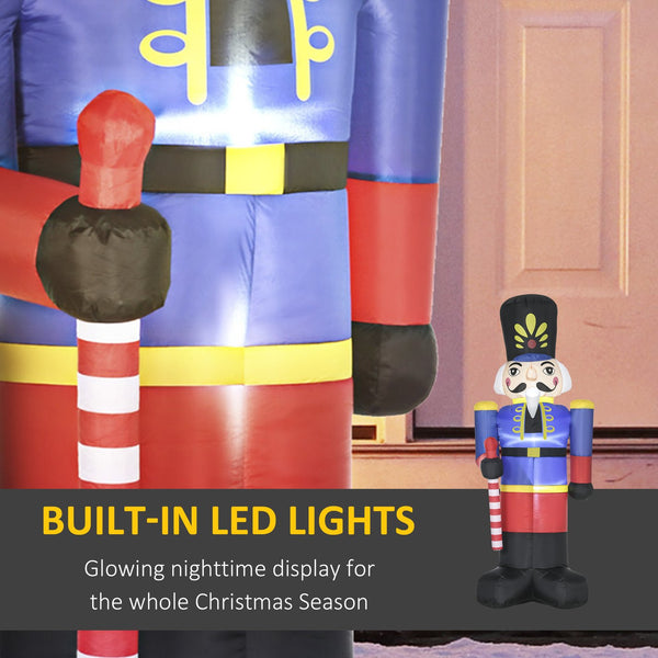 English Elm HOMCOM Inflatable 8ft Nutcracker Soldier with Scepter and LED Lights, Weather-Resistant Yard Décor Red W2225P229272