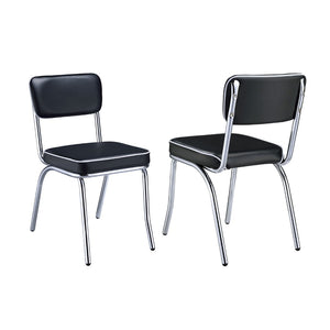 English Elm Set Of 2 Vintage-Inspired Upholstered Side Chairs With Chrome Frame For Stylish Dining Spaces B016P225404-GIGA