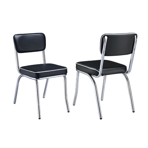 English Elm Set Of 2 Vintage-Inspired Upholstered Side Chairs With Chrome Frame For Stylish Dining Spaces B016P225404-GIGA