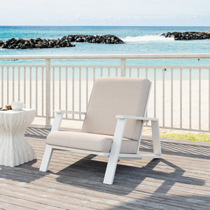 English Elm Christopher Knight Home® - Patio Lounge Chair: Weather-Resistant Beige Cushion & Durable White Acacia Wood For Ultimate Comfort N779P291591W