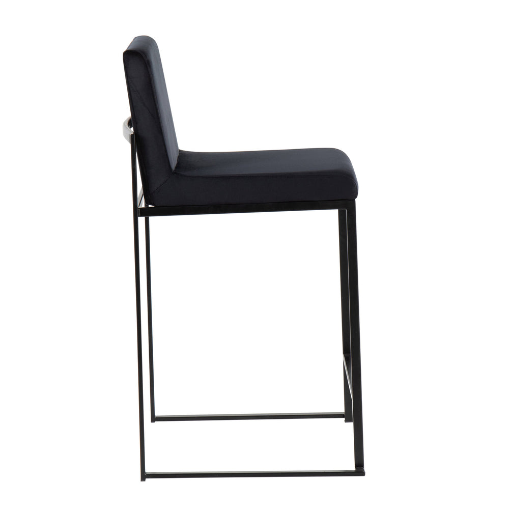 English Elm Fuji High Back Counter Stool Set Of 2 - Luxurious Black Velvet & Sturdy Steel Frame For Comfort B202P221953
