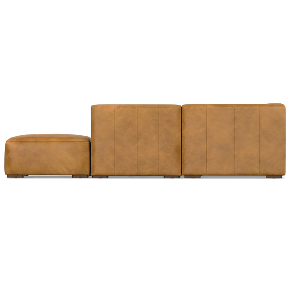 English Elm Rex Handcrafted Right Sectional Sofa with Ottoman — Eco-Friendly Performance Fabric, Durable Comfort Brown B136P199271