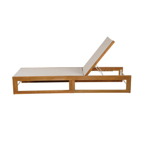 English Elm Christopher Knight Home® - MIA Acacia Wood Chaise Lounge with Breathable Textilene Mesh Seating for Cool, Durable Outdoor Relaxing Teak+ Beige 50.5 L x 27.75 W x 10.25 H N776P301491B