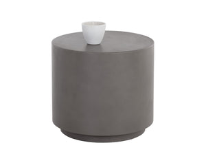 Sunpan Rubin End Table - Stylish Round Concrete Accent Table for Indoor and Covered Outdoor Spaces Grey