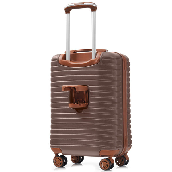 English Elm Hardshell Two Piece Luggage Set with Tsa Lock Spinner Wheels and Packing Cubes Brown N730P261826D