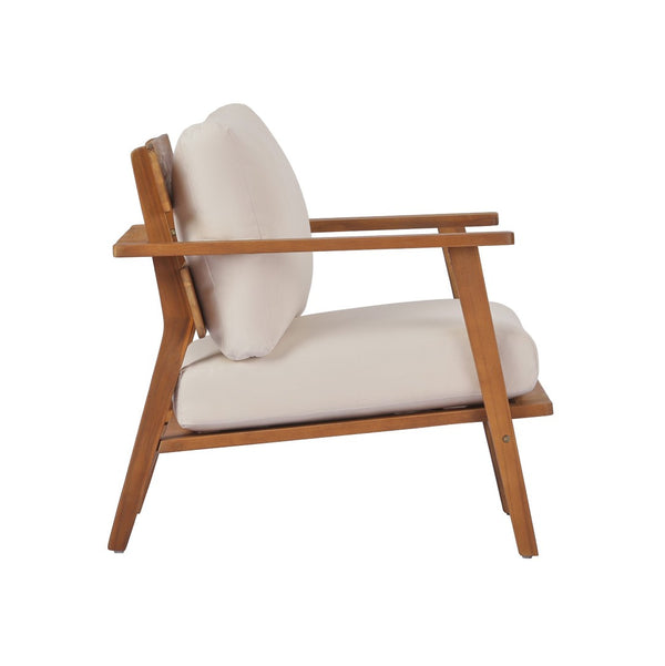 English Elm 29.5" Solid Acacia Outdoor Club Chair Mid-century Patio Armchair with Quick-dry Cushion N767P359940T