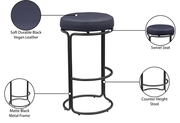 Madison Black Vegan Leather Bar Stool 985Black-C Meridian Furniture