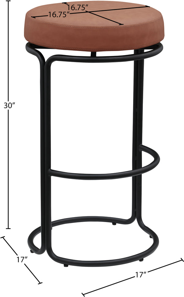 Madison Cognac Vegan Leather Bar Stool 985Cognac-C Meridian Furniture