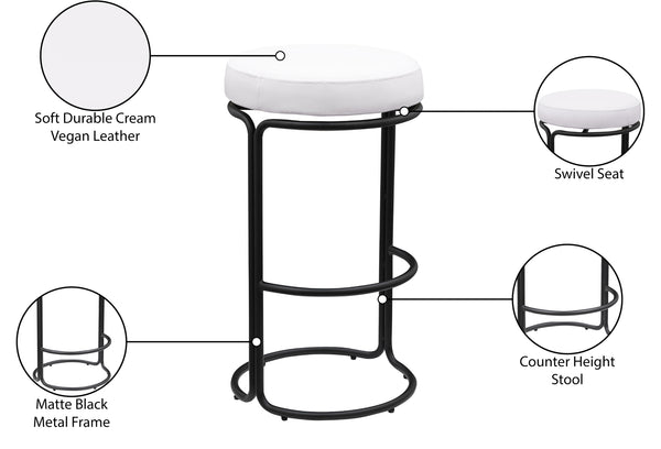 Madison Cream Vegan Leather Bar Stool 985Cream-C Meridian Furniture
