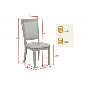 English Elm Rustic Oak Wood Dining Chairs Set of 2 — Upholstered Gray Fabric, Cushioned Support, Timeless Design B011P379445