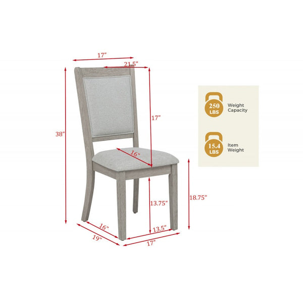 English Elm Rustic Oak Wood Dining Chairs Set of 2 — Upholstered Gray Fabric, Cushioned Support, Timeless Design B011P379445