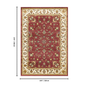 English Elm Classic Deep Red Traditional Area Rug Large Format Low Pile for Formal Living Rooms B186P452257